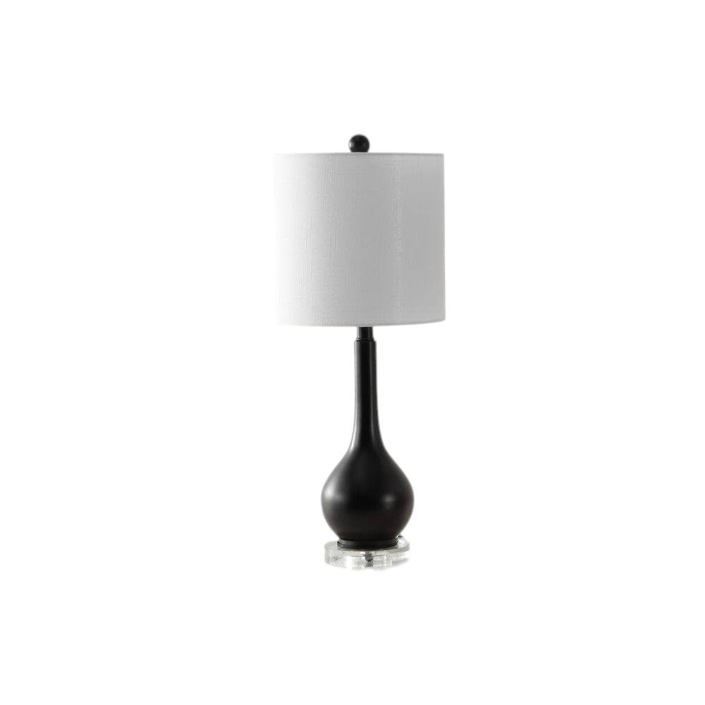 Set of Two 25" Clear Gourd Table Lamps With Drum Shades