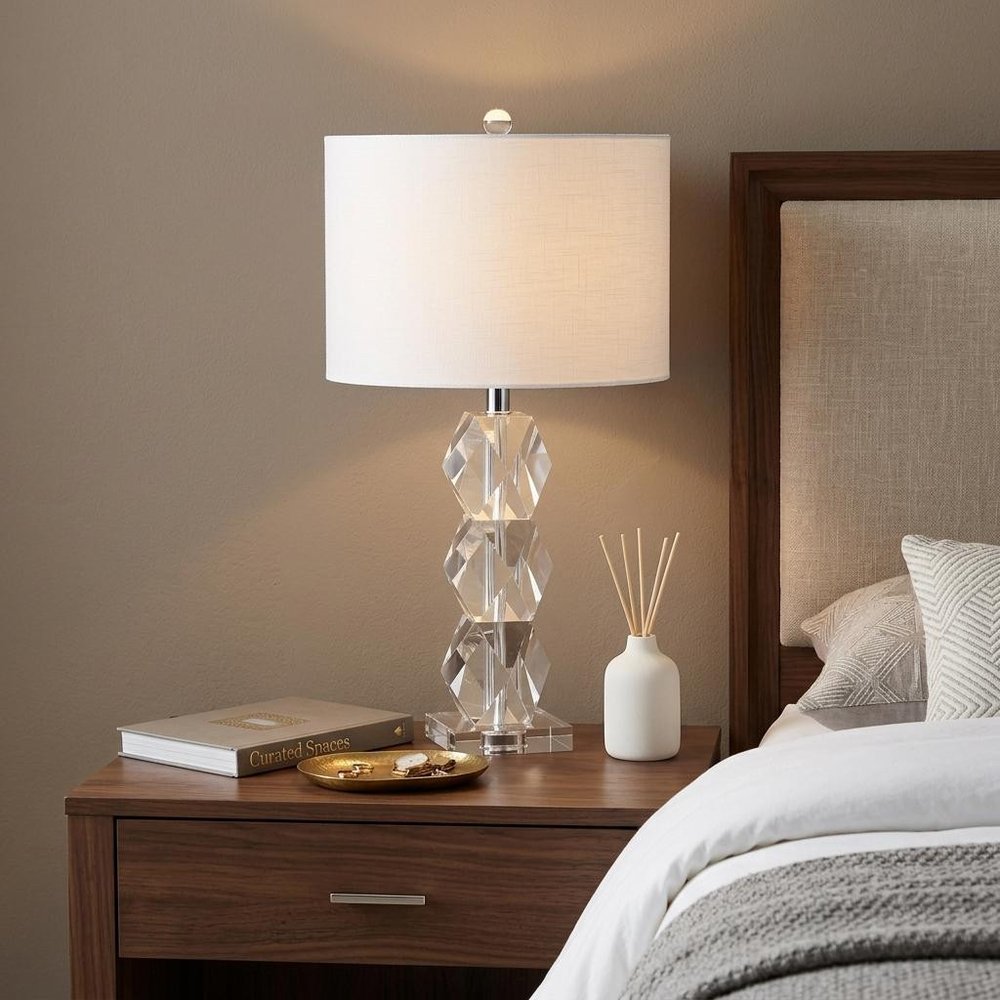 26" Clear Novelty Table Lamp With Drum Shade