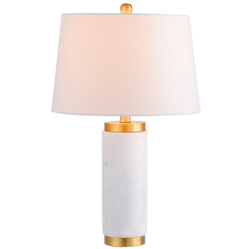 23" White And Gold Bedside Lamp With Empire Shade