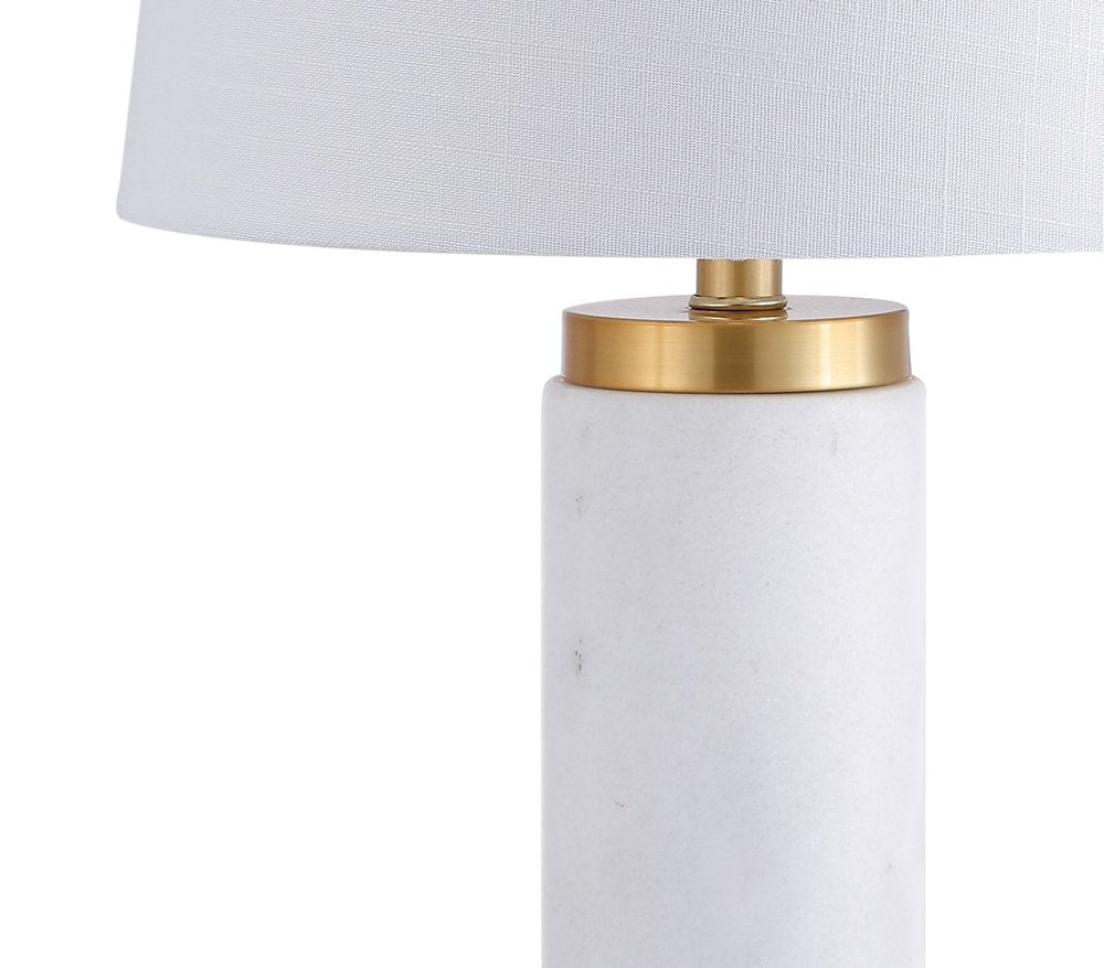 23" White And Gold Bedside Lamp With Empire Shade