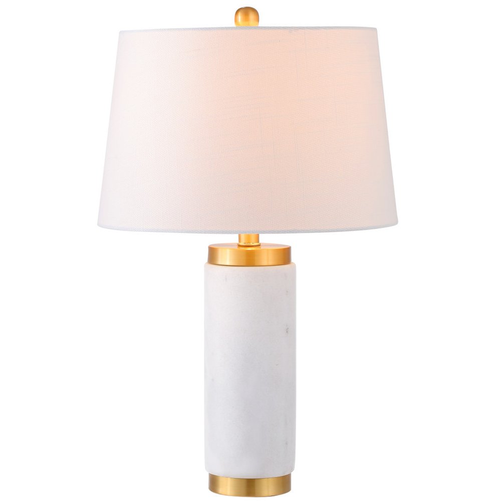 23" White And Gold Bedside Lamp With Empire Shade