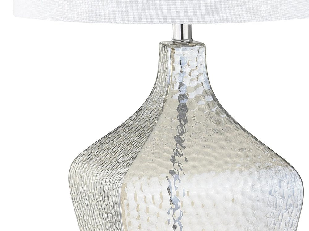 26" Clear Gourd Table Lamp With Drum Shade