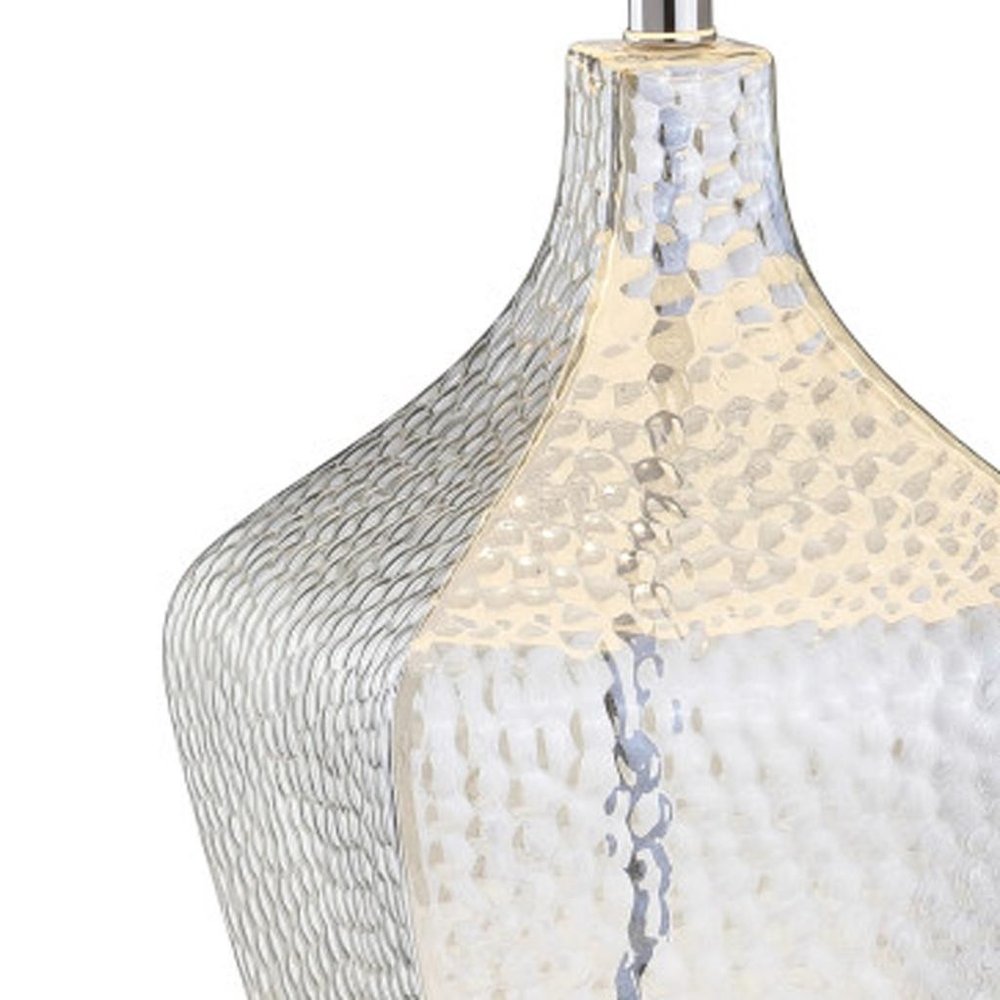 26" Clear Gourd Table Lamp With Drum Shade
