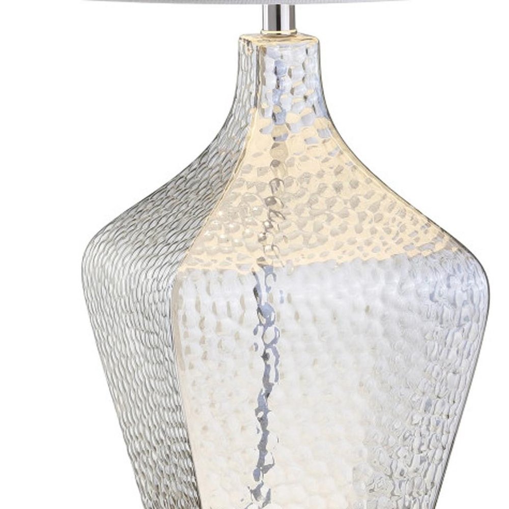 26" Clear Gourd Table Lamp With Drum Shade