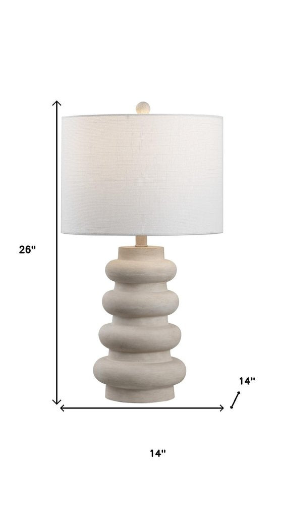 26" Clear Round Table Lamp With Drum Shade