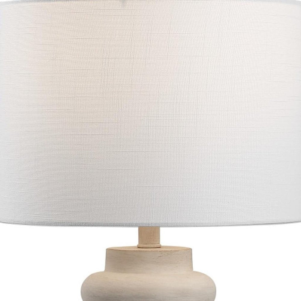 26" Clear Round Table Lamp With Drum Shade