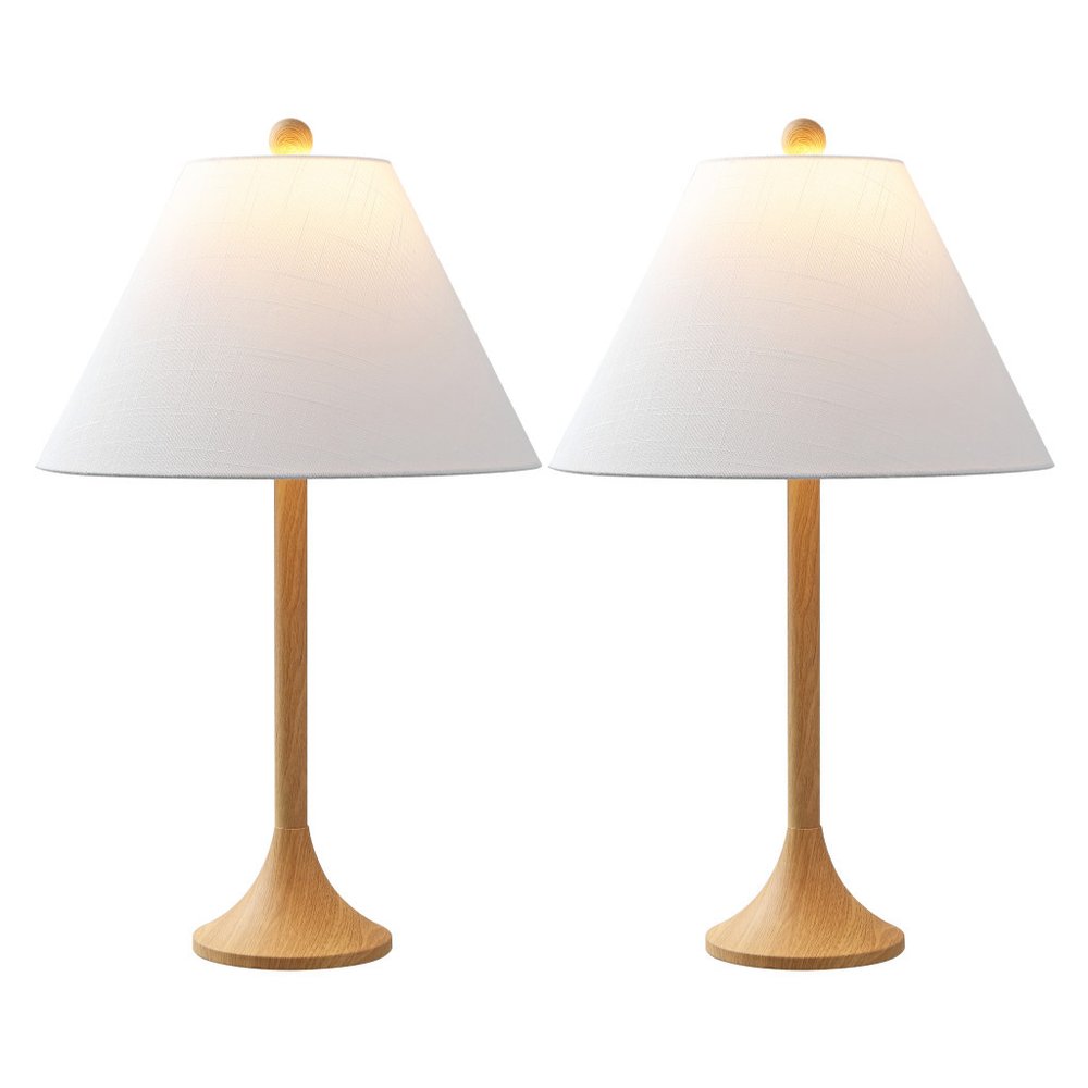 Set of Two 25" Brown Table Lamps With Empire Shades