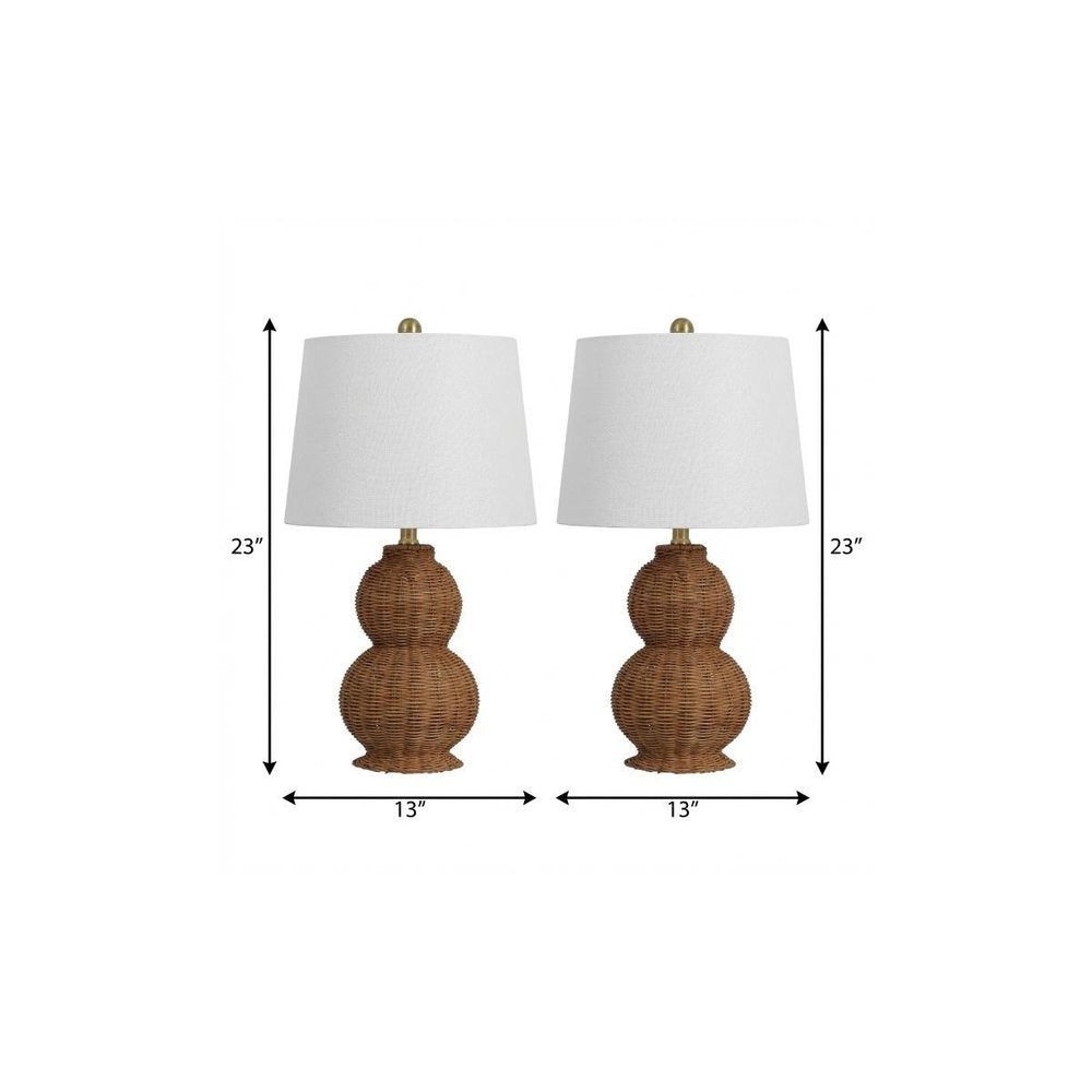 Set of Two 23" Clear Gourd Table Lamps With Empire Shades
