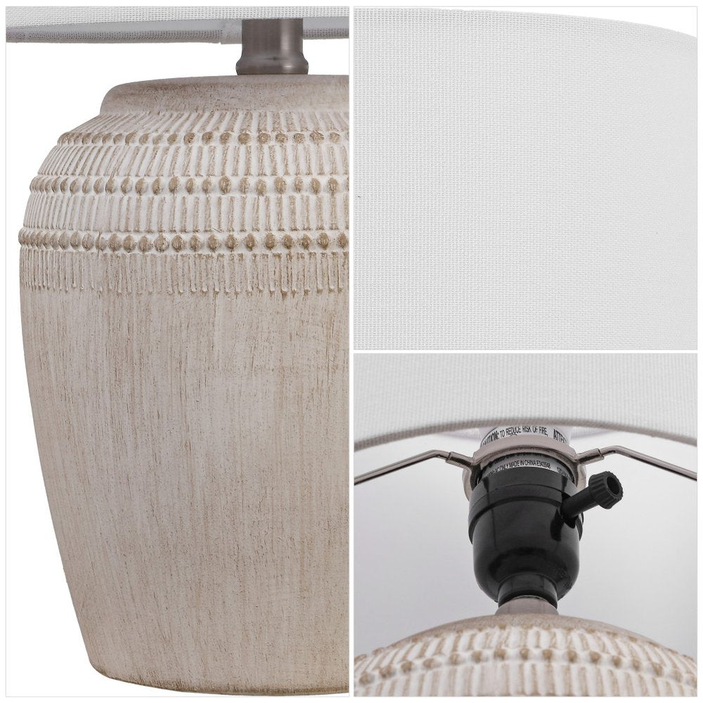 Set of Two 17" Clear Gourd Table Lamps With Drum Shades