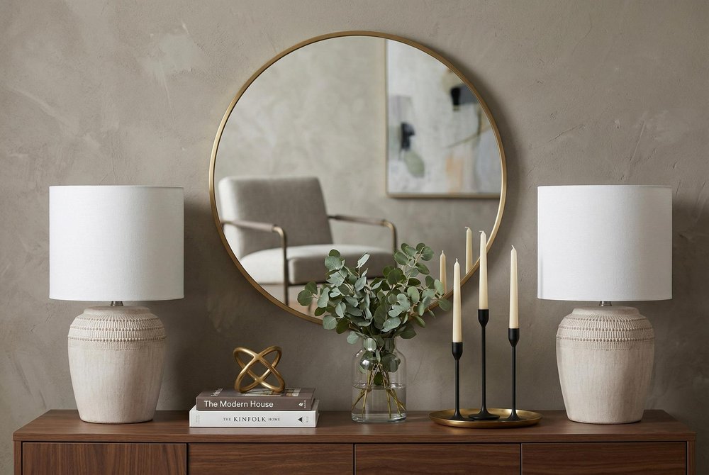 Set of Two 17" Clear Gourd Table Lamps With Drum Shades