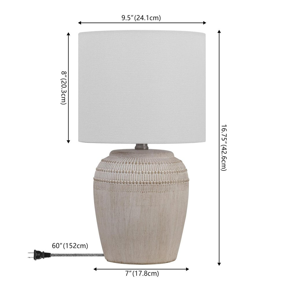 Set of Two 17" Clear Gourd Table Lamps With Drum Shades