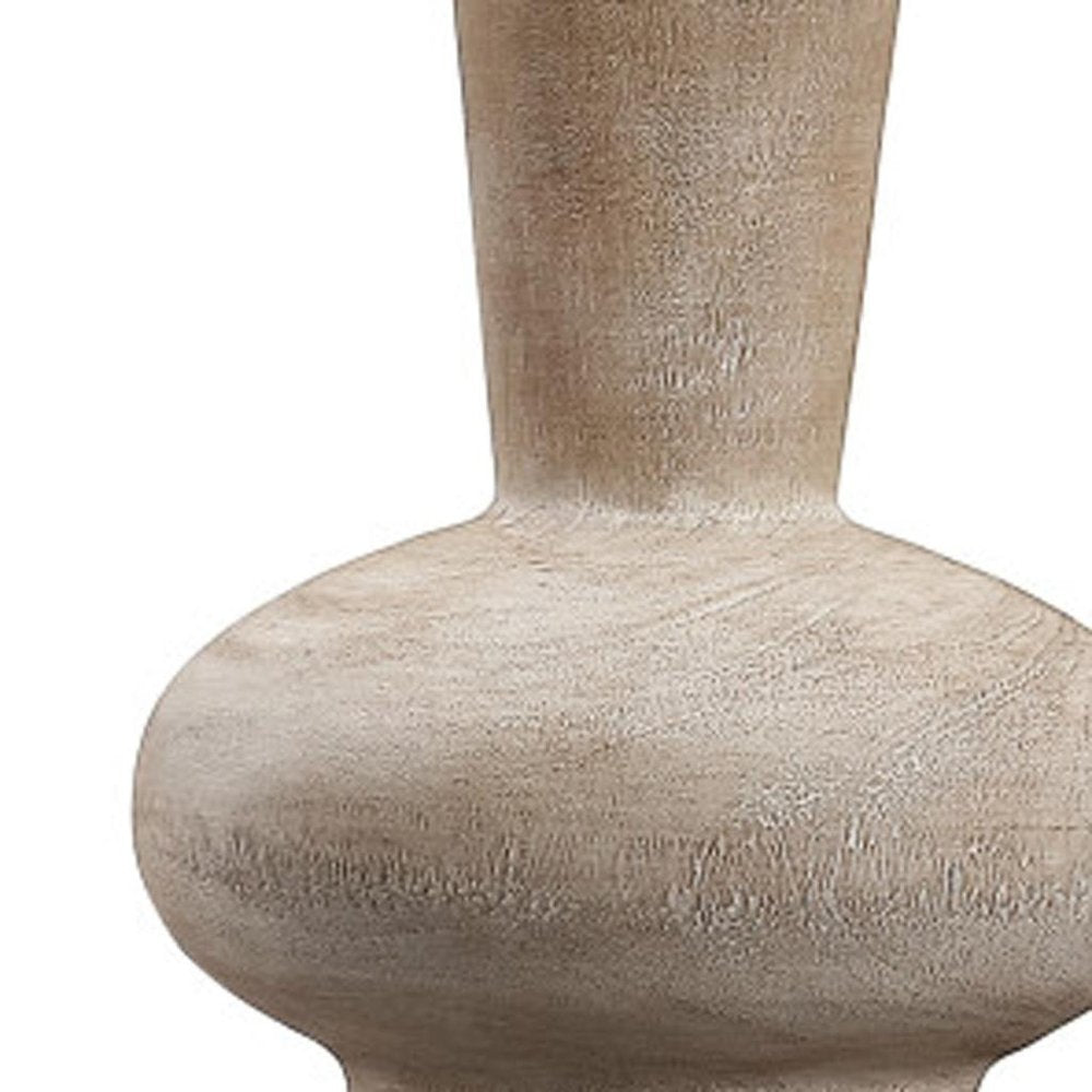 24" Brown Gourd Table Lamp With Drum Shade