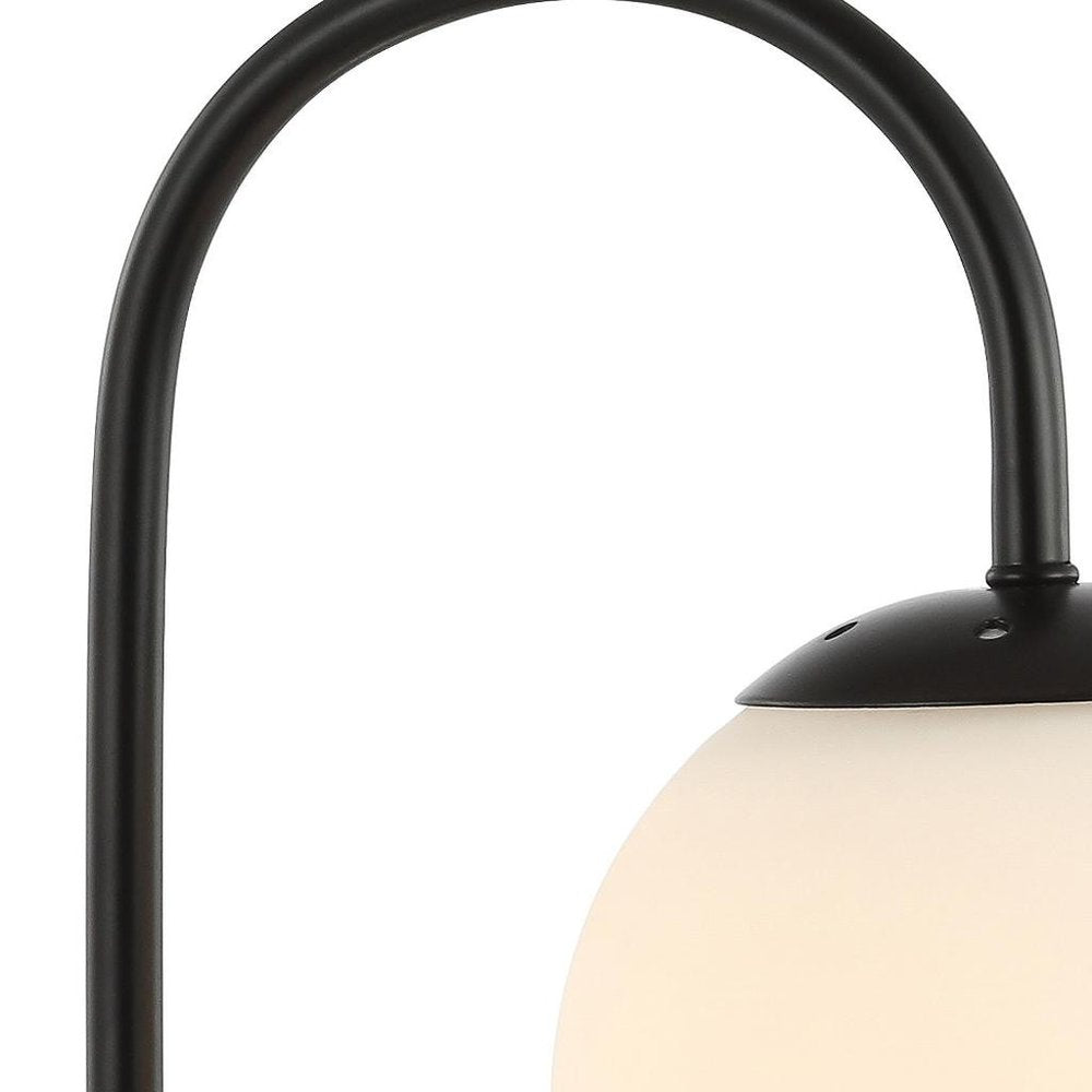 18" Black Globe Arched Lamp With Globe