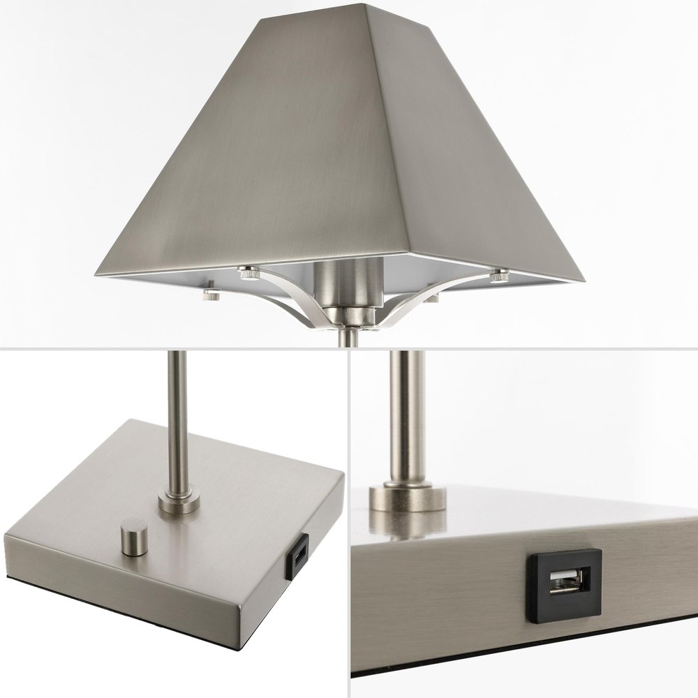 25" Nickel Table Lamp With Novelty Shade