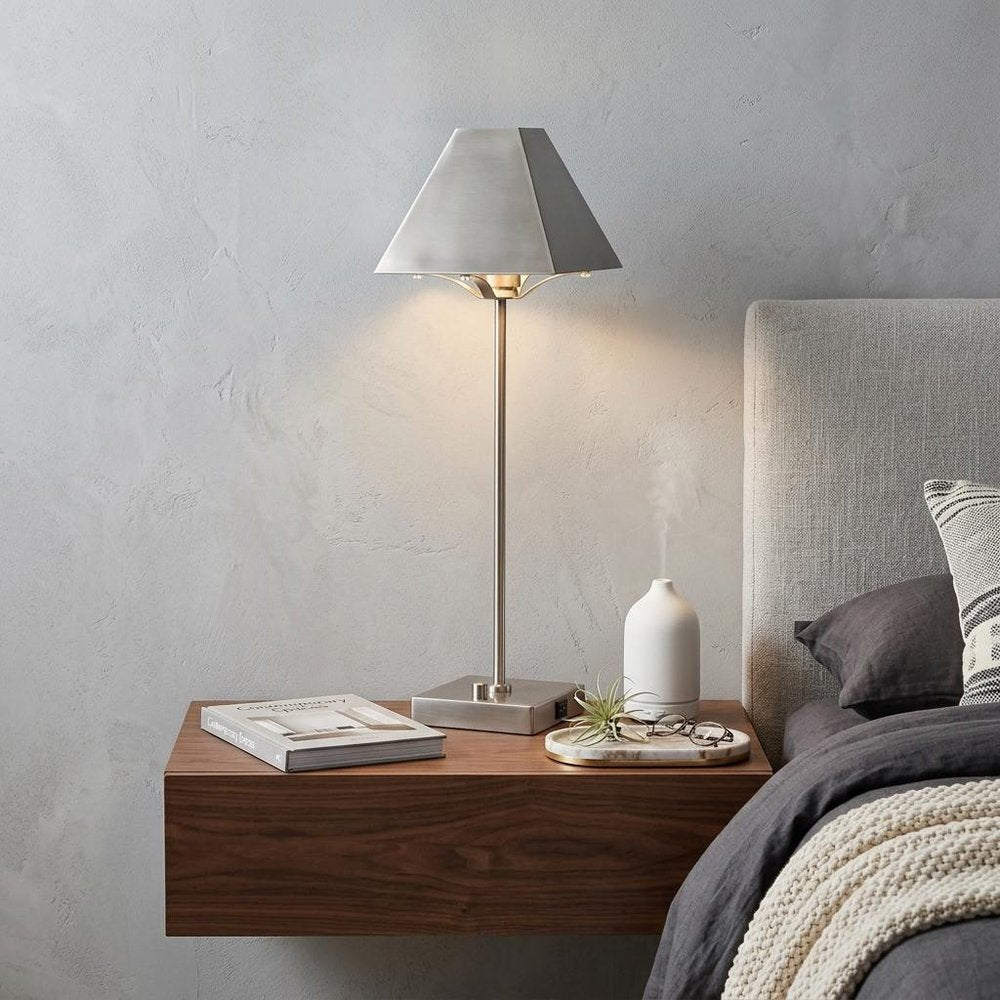 25" Nickel Table Lamp With Novelty Shade