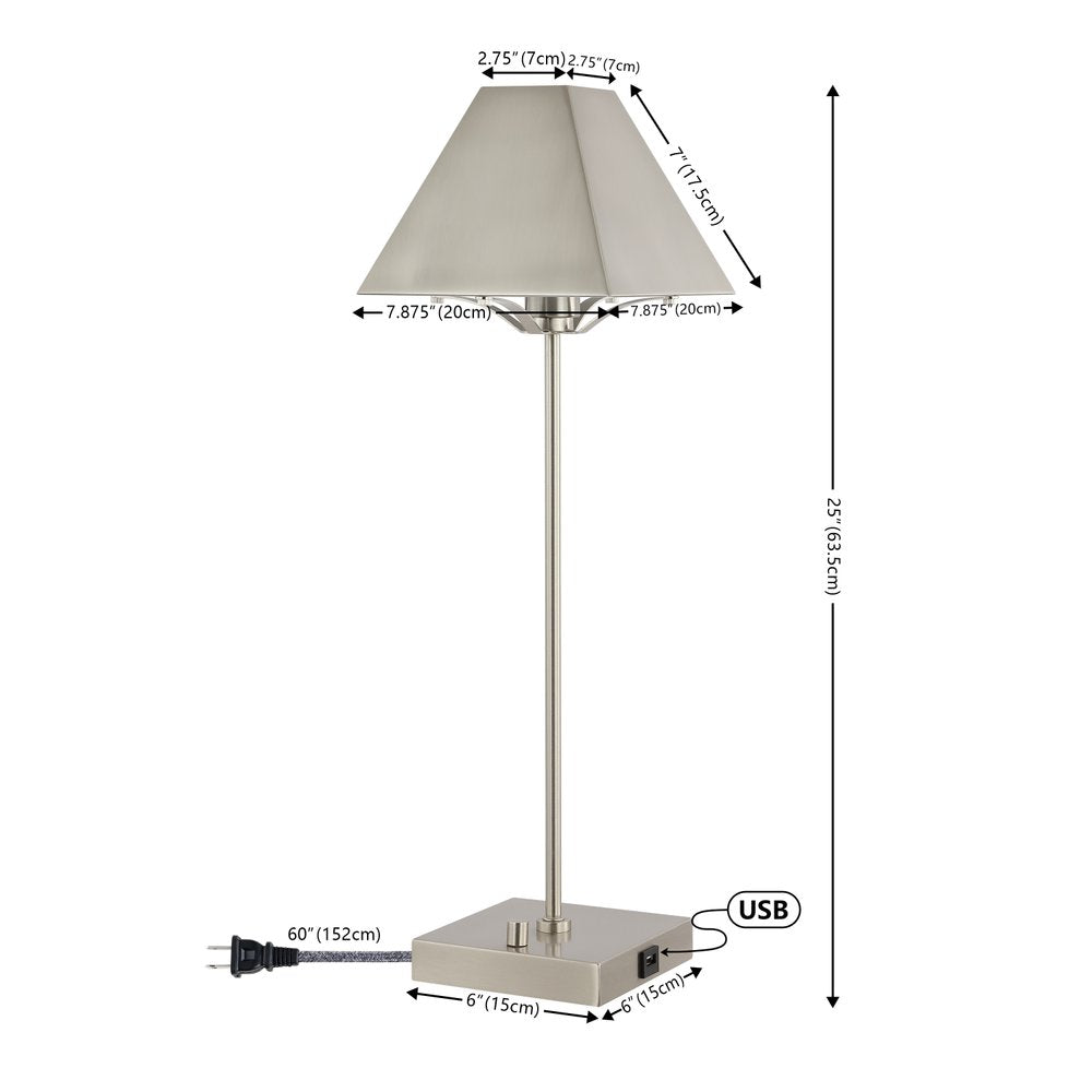 25" Nickel Table Lamp With Novelty Shade