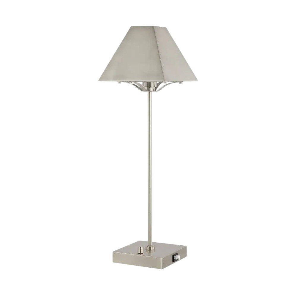 25" Nickel Table Lamp With Novelty Shade