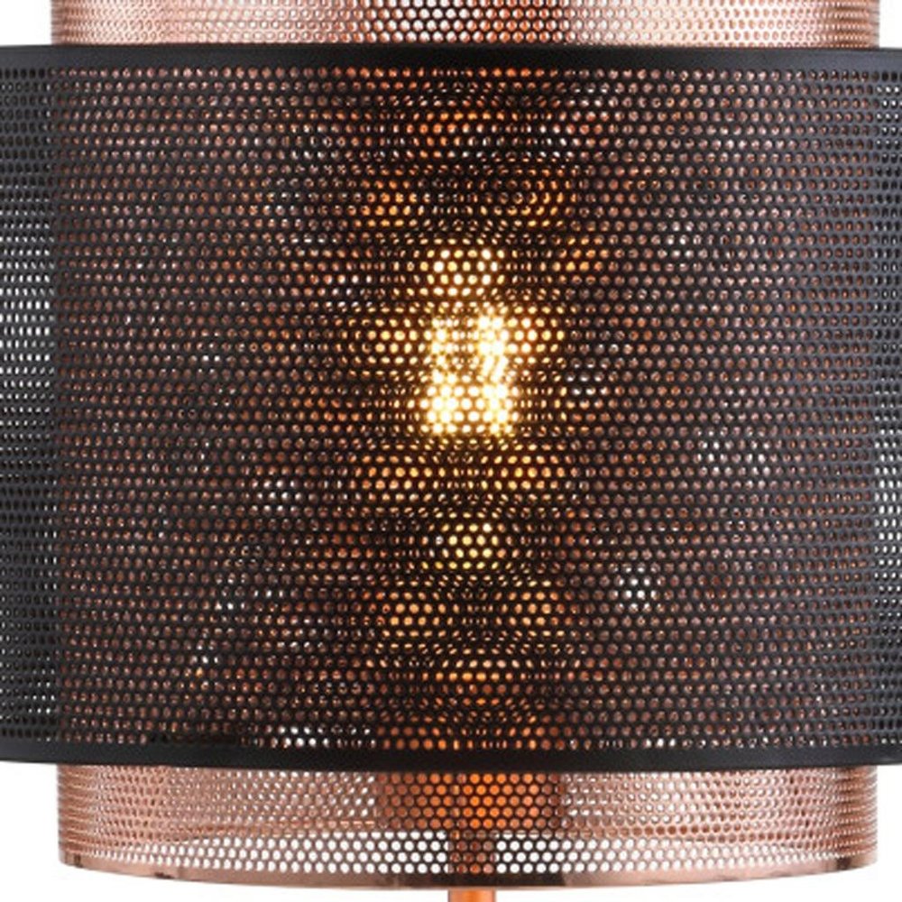 20" Copper Table Lamp With Cylinder Shade