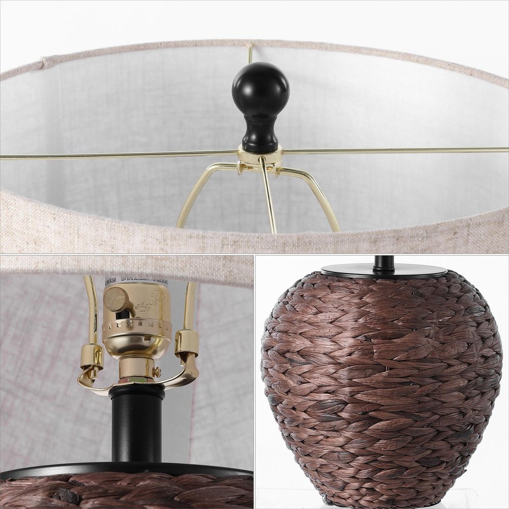 25" Clear Urn Table Lamp With Globe Shade