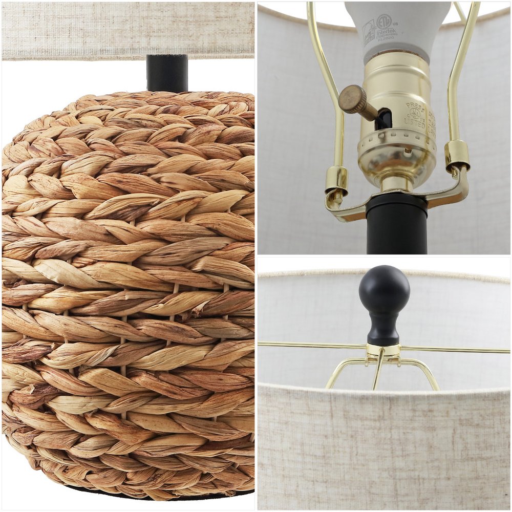 22" Clear Round Table Lamp With Drum Shade