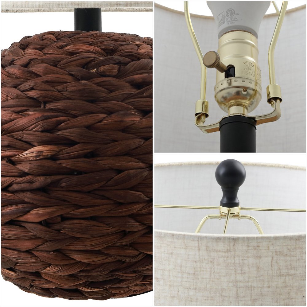 22" Clear Round Table Lamp With Drum Shade