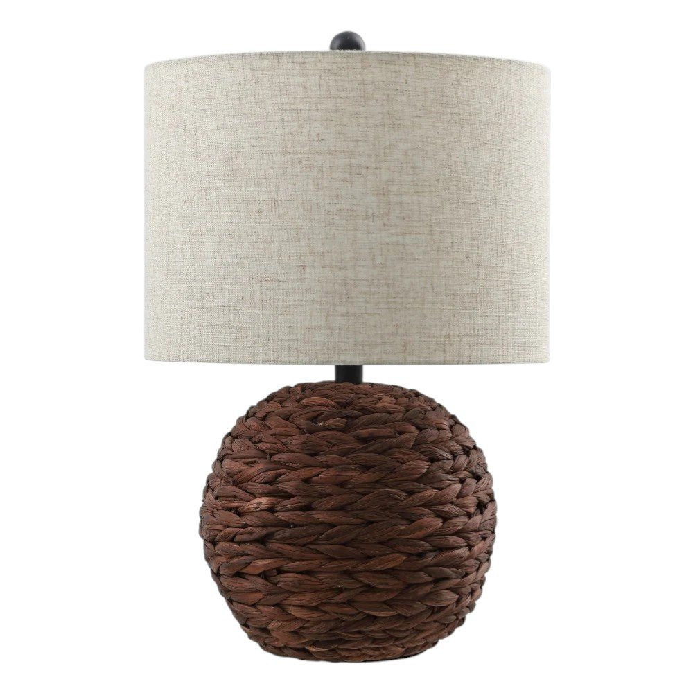 22" Clear Round Table Lamp With Drum Shade