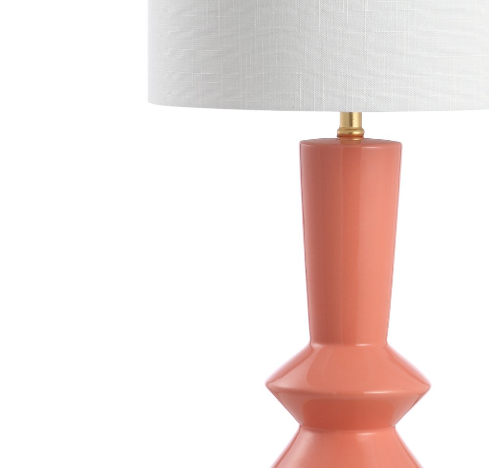 27" Gold Geometric Table Lamp With Drum Shade