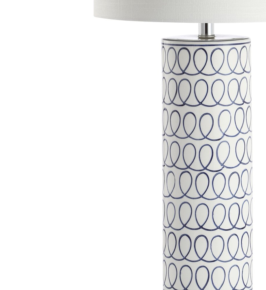 29" White Table Lamp With Drum Shade