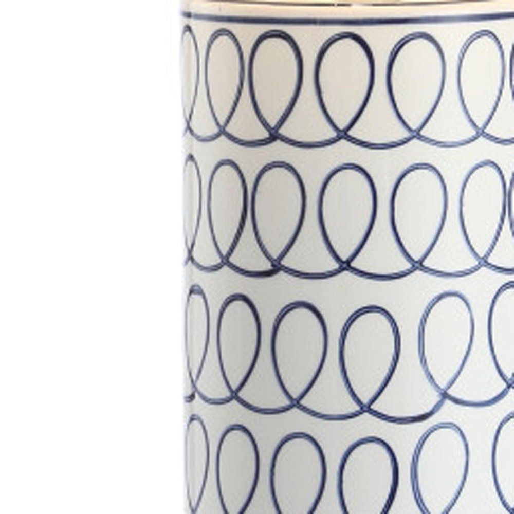 29" White Table Lamp With Drum Shade