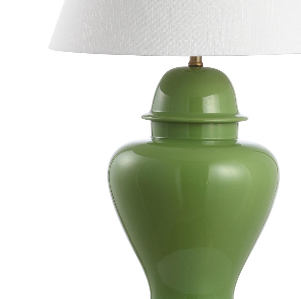 33" Green And Gold Urn Table Lamp With Empire Shade