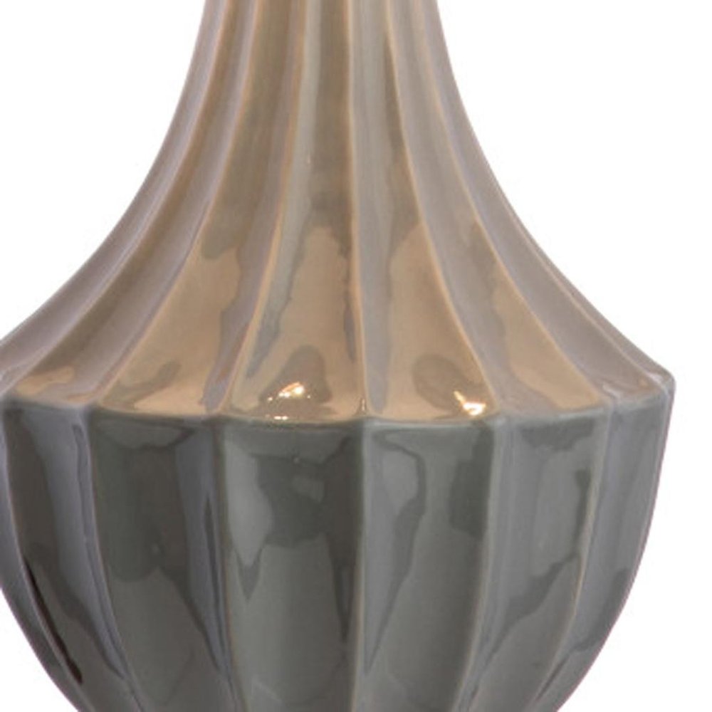 25" Gray And Clear Novelty Table Lamp With Drum Shade