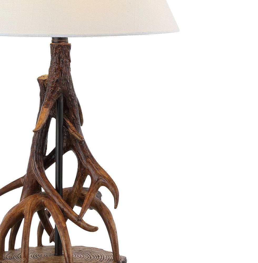 26" Dark Brown Antlers Table Lamp With Empire Shade