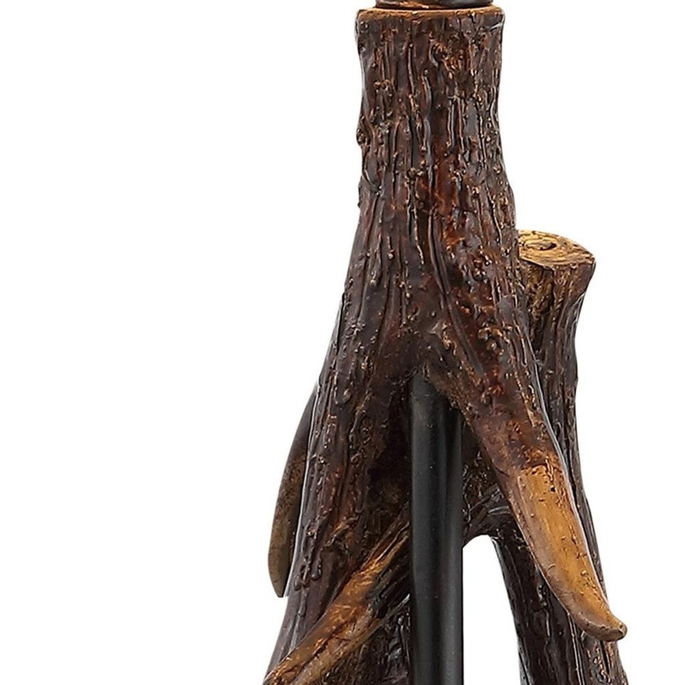 26" Dark Brown Antlers Table Lamp With Empire Shade