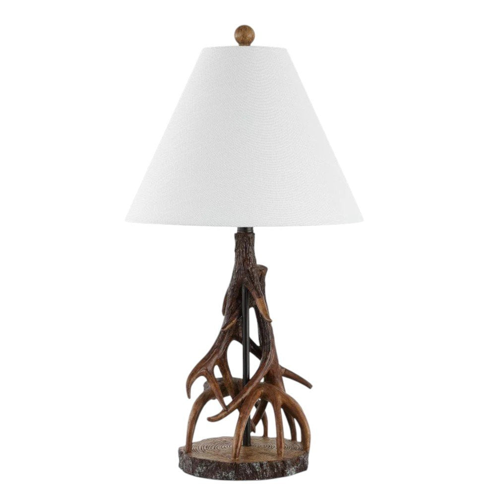26" Dark Brown Antlers Table Lamp With Empire Shade