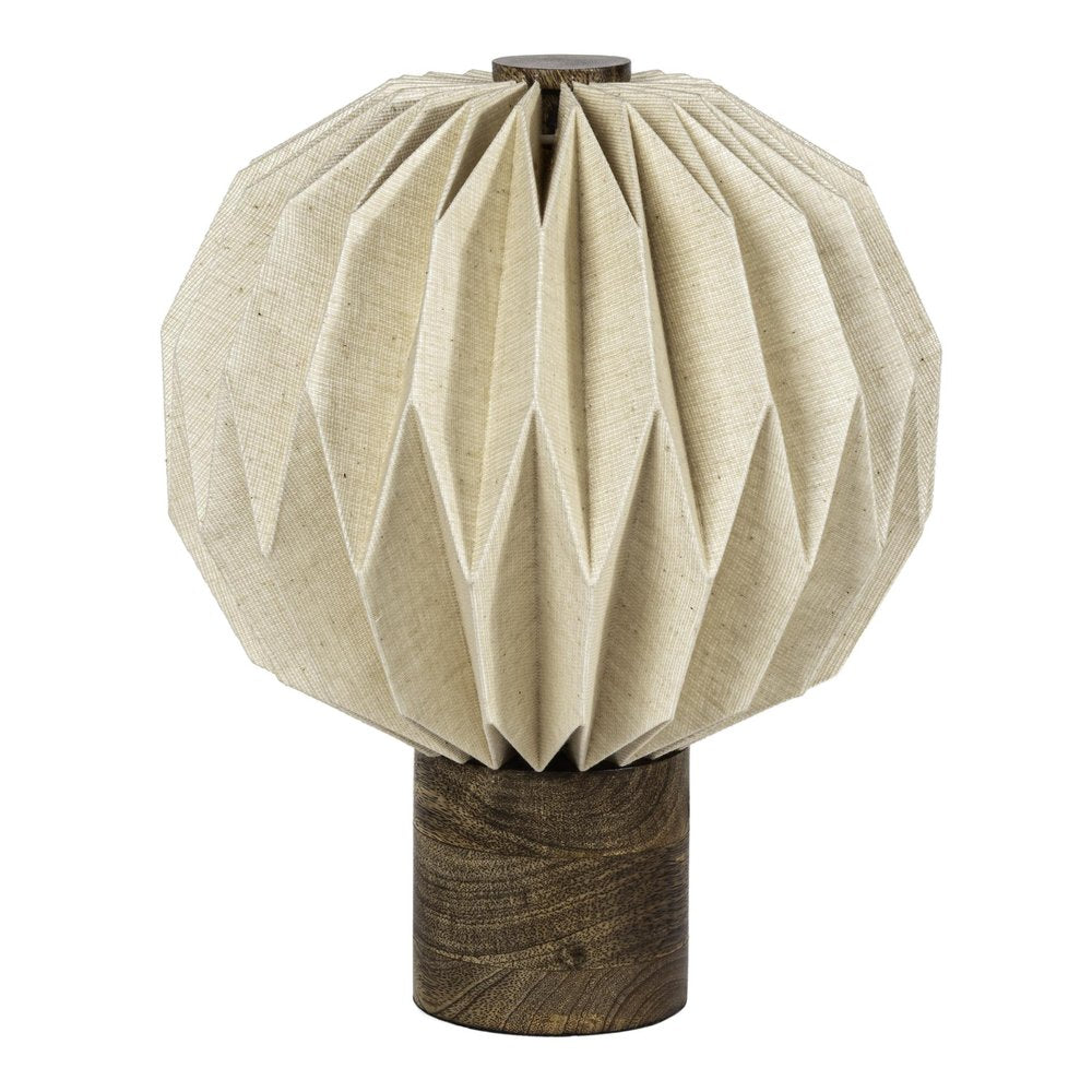 11" Natural Geometric Bedside Lamp With Globe Shade