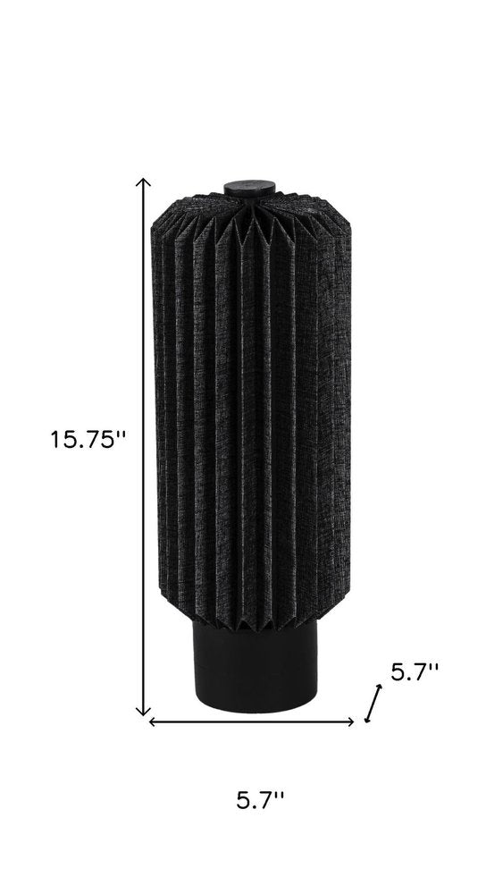 16" Black Geometric Table Lamp With Cylinder Shade