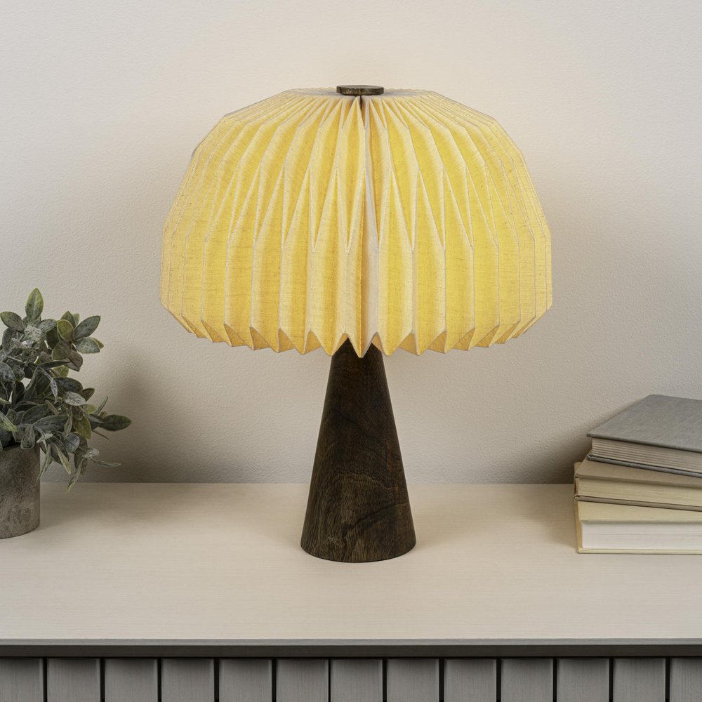 16" Natural Geometric Table Lamp With Dome Shade
