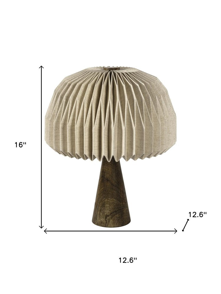 16" Natural Geometric Table Lamp With Dome Shade
