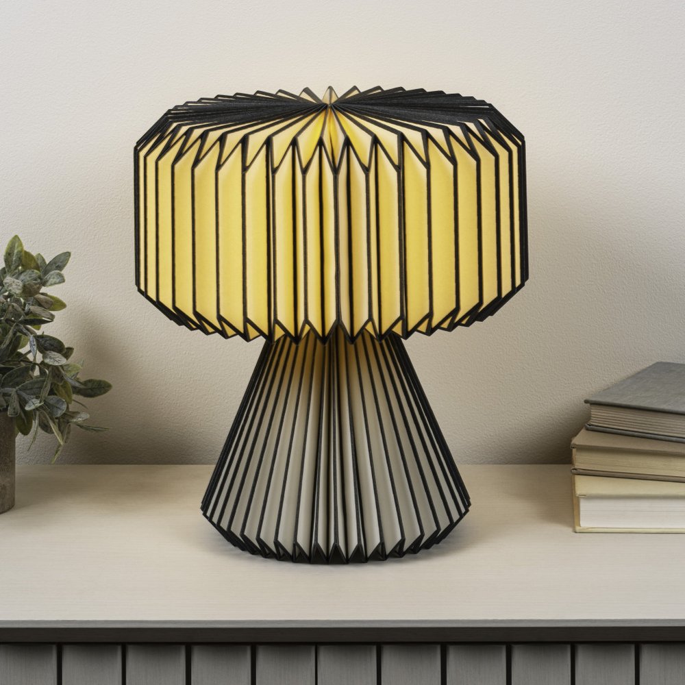 13" Clear Geometric Table Lamp With Cylinder Shade