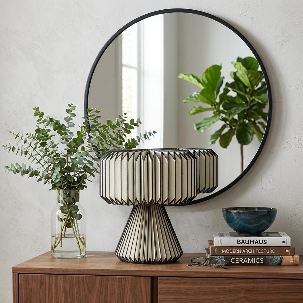 13" Clear Geometric Table Lamp With Cylinder Shade
