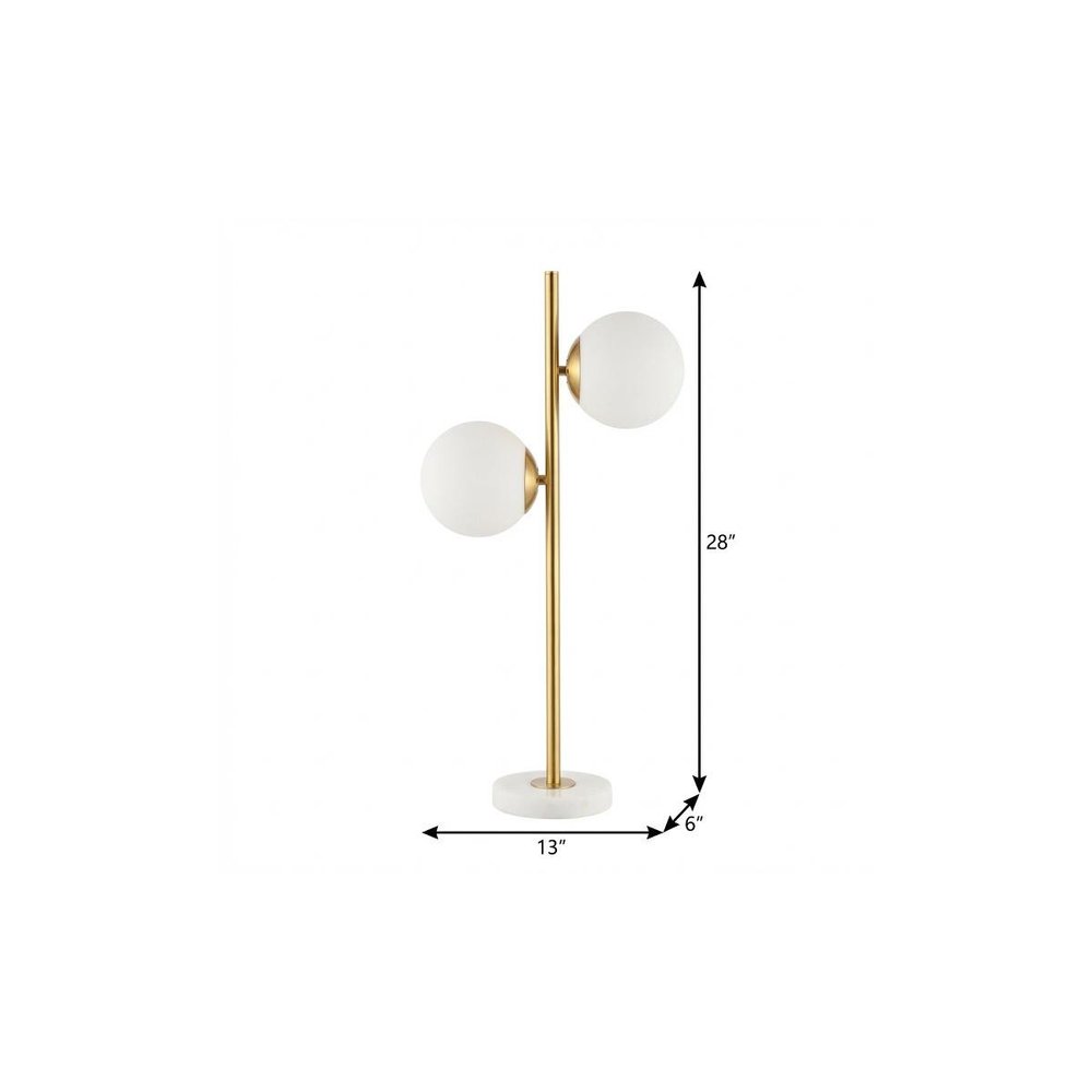 28" White Table Lamp With Globe Shade