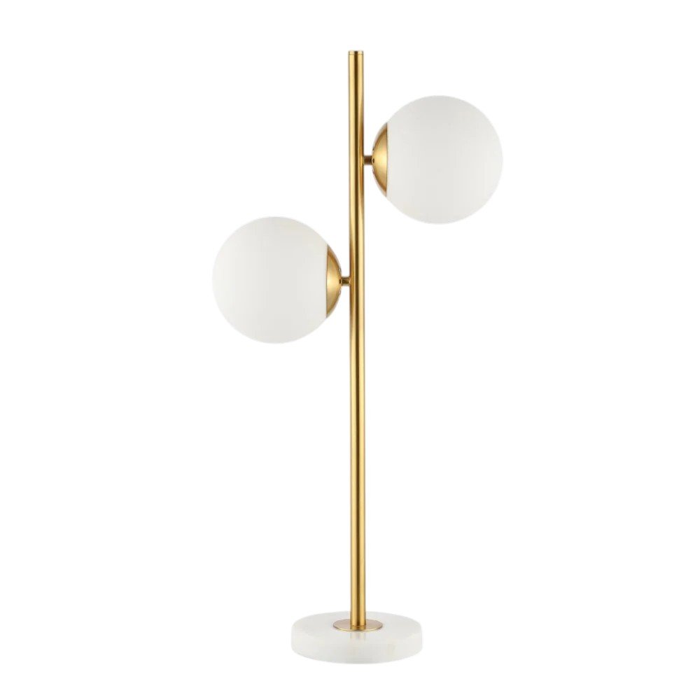 28" White Table Lamp With Globe Shade