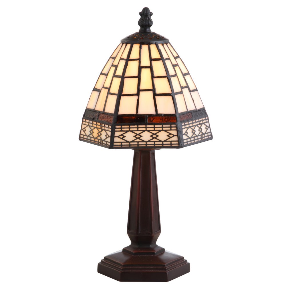 12" Brown Mosaic Tile Novelty Tiffany Lamp With Empire Shade