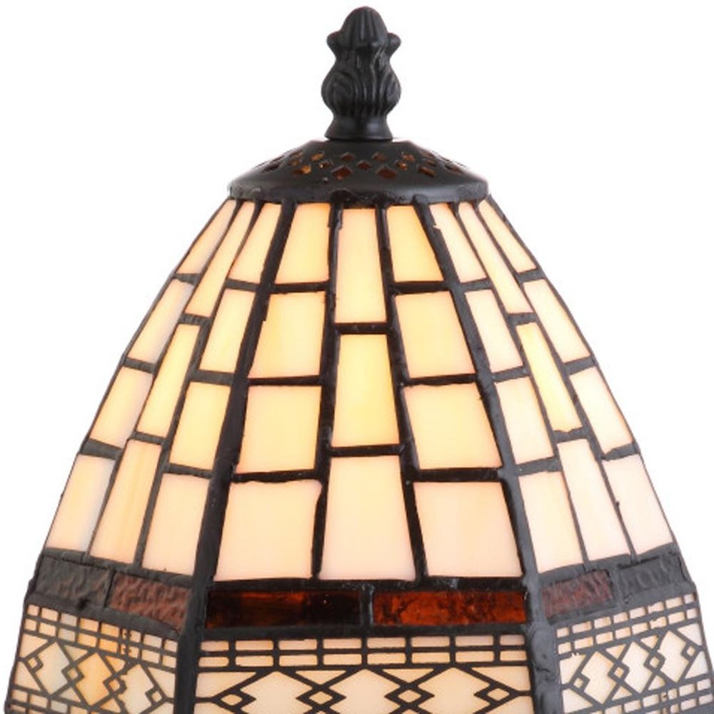 12" Brown Mosaic Tile Novelty Tiffany Lamp With Empire Shade