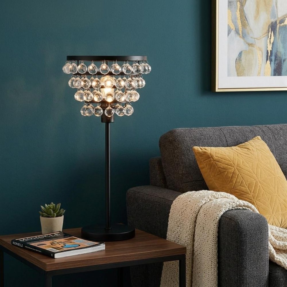 25" Bronze Lantern Table Lamp With Drum
