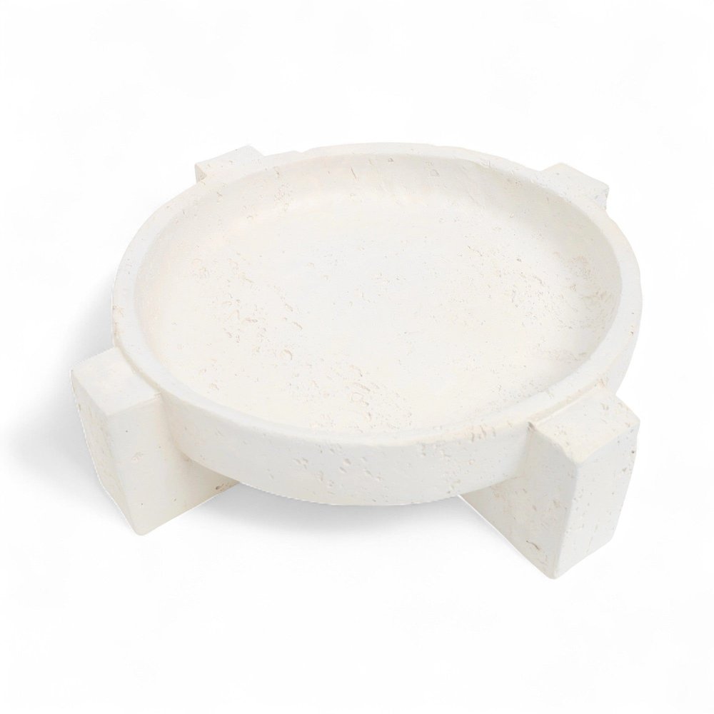 4" Beige Cement Hand Painted Decorative Bowl