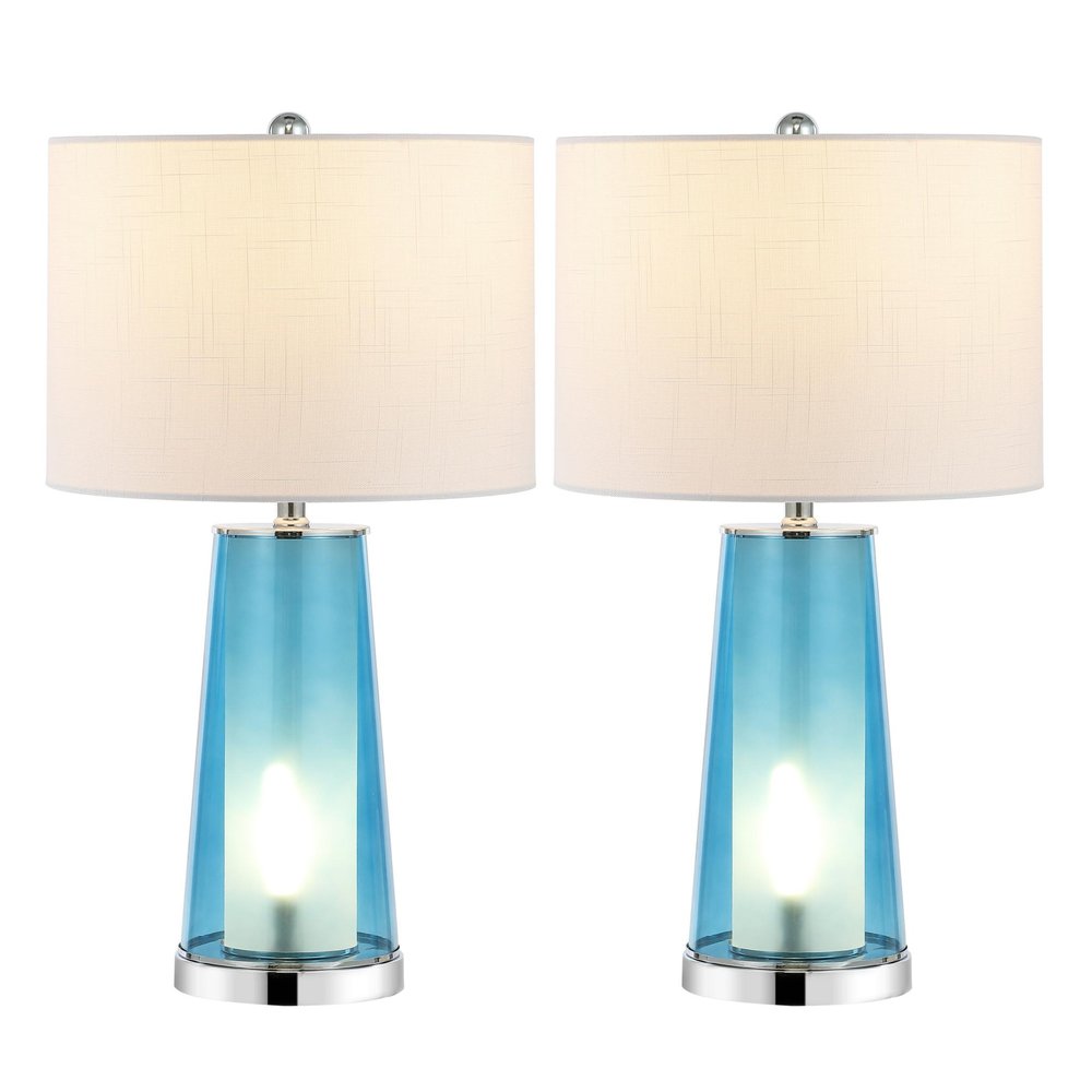 Set of Two 26" Silver Lighthouse Table Lamps With Drum Shades