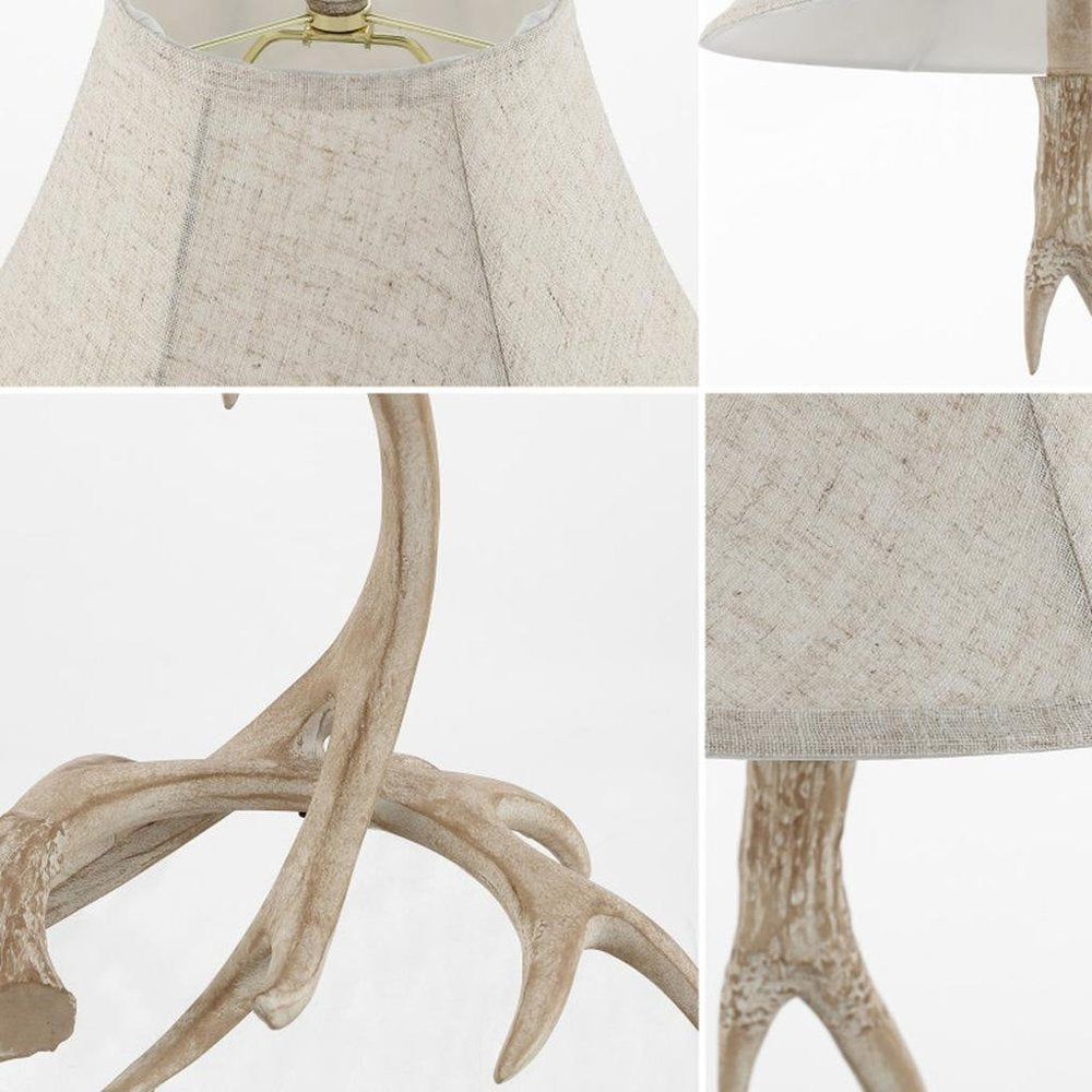 28" Beige Antlers Table Lamp With Bell Shade