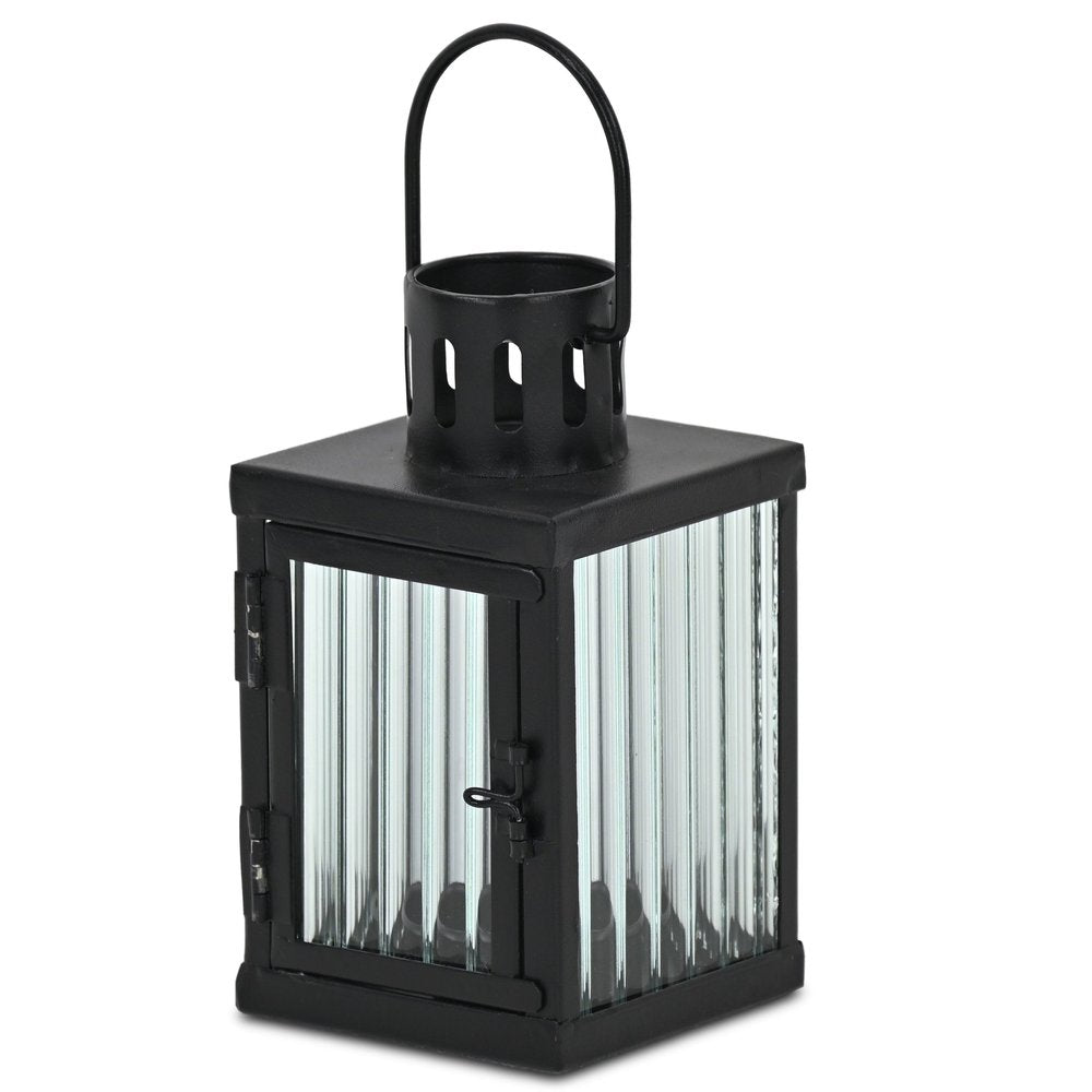 7" Black Metal Tabletop Lantern Candle Holder