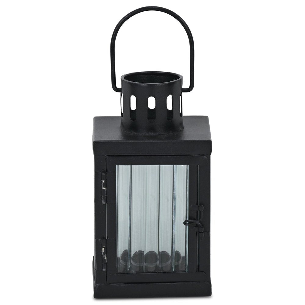 7" Black Metal Tabletop Lantern Candle Holder